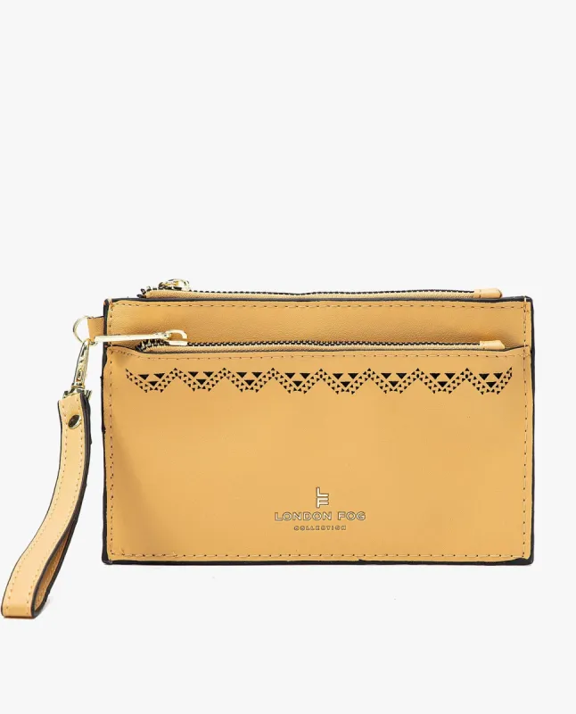 HANNAH LASER CUT WRISTLET DOUBLE ZIP made by London Fog