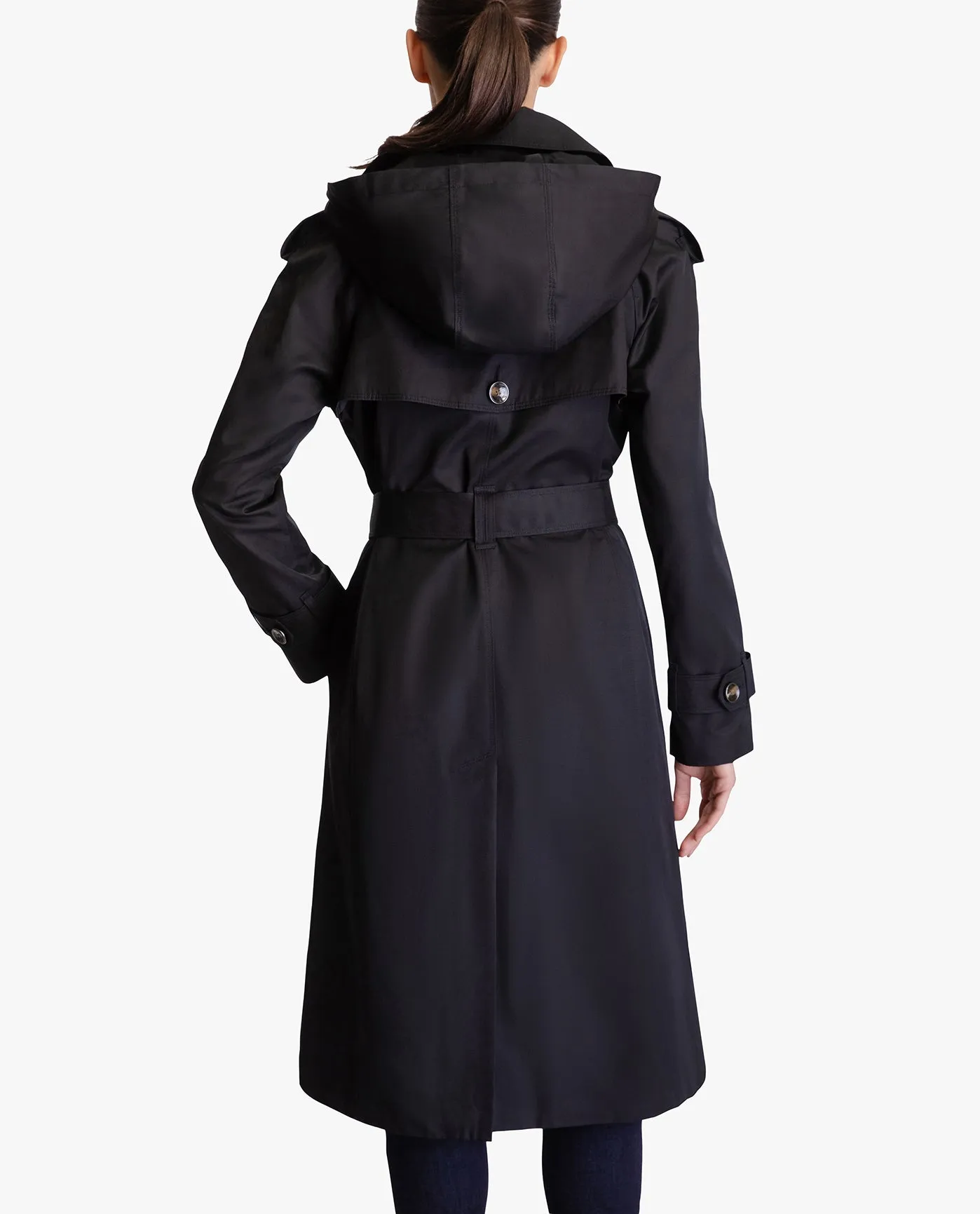 DOUBLE BREASTED BUTTON FRONT HOODED TRENCH WITH BELT sold by London Fog product image thumbnail 4