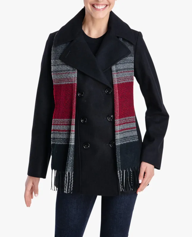 DOUBLE BREASTED PEACOAT WITH SCARF sold by London Fog