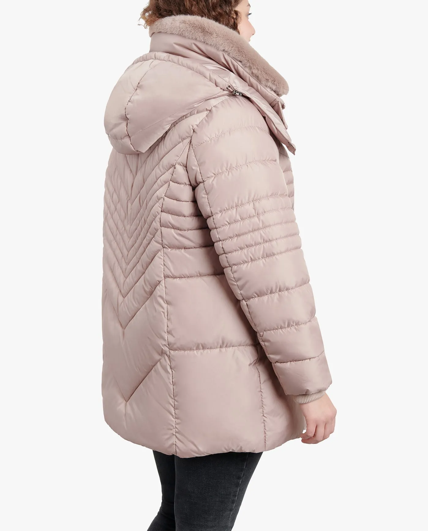 PLUS SIZE ZIP-FRONT HOODED PUFFER JACKET WITH BUTTON-OFF FUR COLLAR sold by London Fog product image thumbnail 4