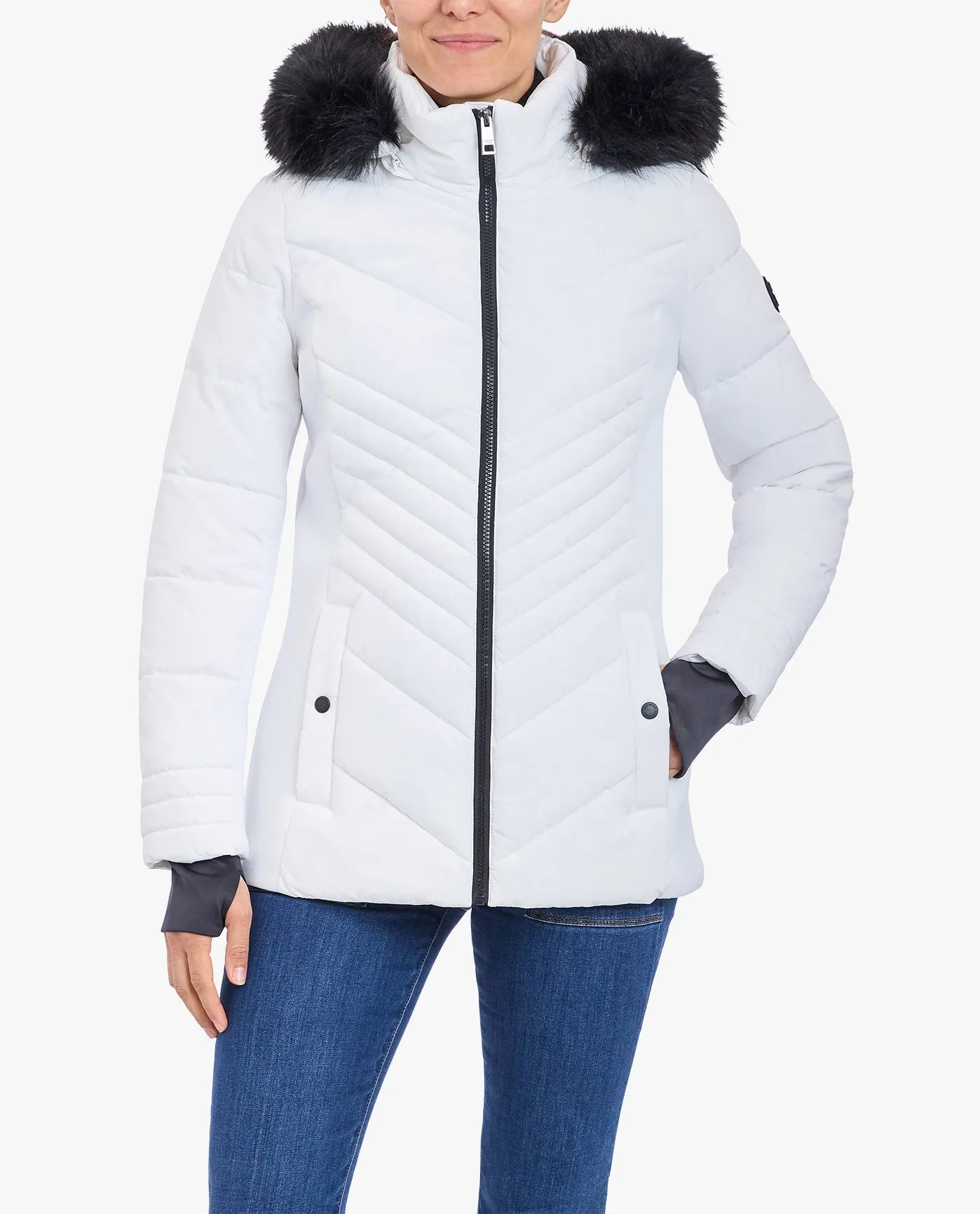 ZIP-FRONT PUFFER JACKET WITH REMOVABLE FAUX FUR TRIMMED HOOD sold by London Fog product image thumbnail 5