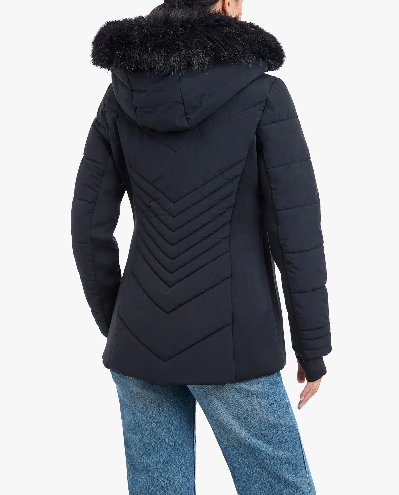 ZIP-FRONT PUFFER JACKET WITH REMOVABLE FAUX FUR TRIMMED HOOD sold by London Fog product image thumbnail 2