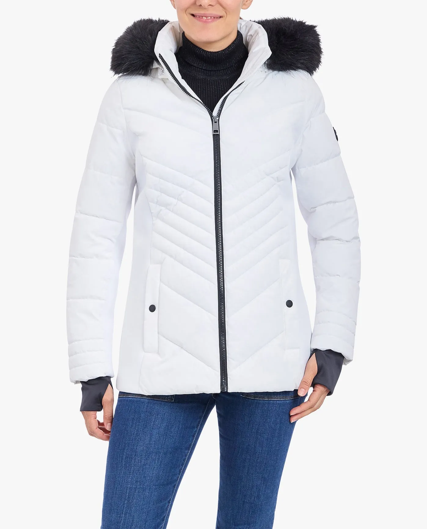 ZIP-FRONT PUFFER JACKET WITH REMOVABLE FAUX FUR TRIMMED HOOD sold by London Fog product image thumbnail 3