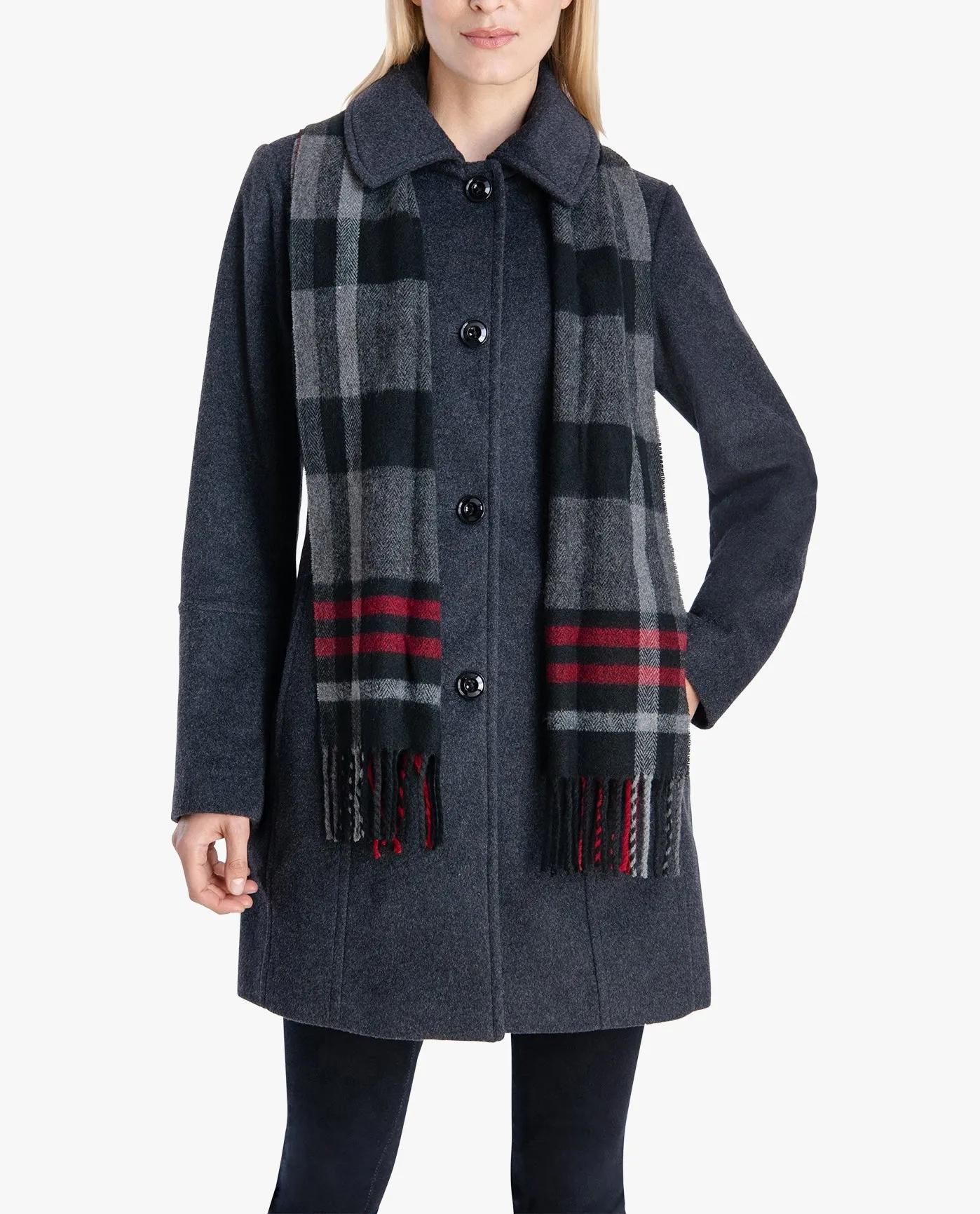 SINGLE BREASTED PEACOAT WITH SCARF sold by London Fog product image thumbnail 3