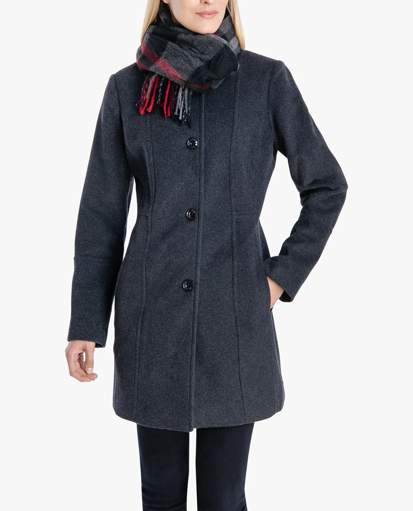 SINGLE BREASTED PEACOAT WITH SCARF sold by London Fog