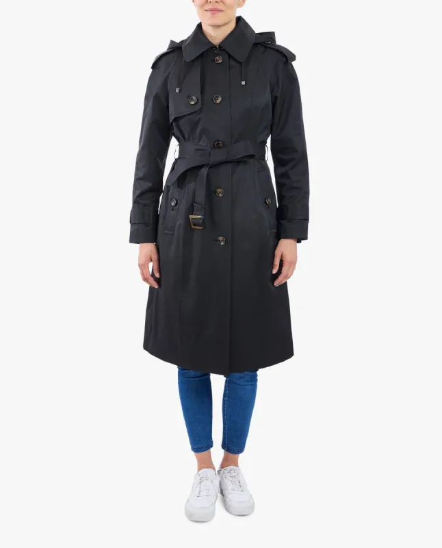 SINGLE BREASTED BELTED RAINCOAT WITH HOOD sold by London Fog