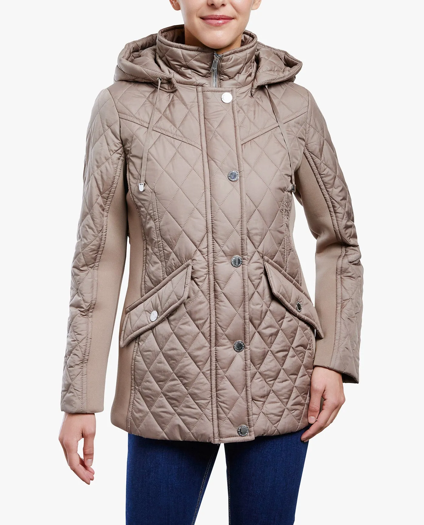 ZIP FRONT HOODED QUILTED JACKET sold by London Fog product image thumbnail 5