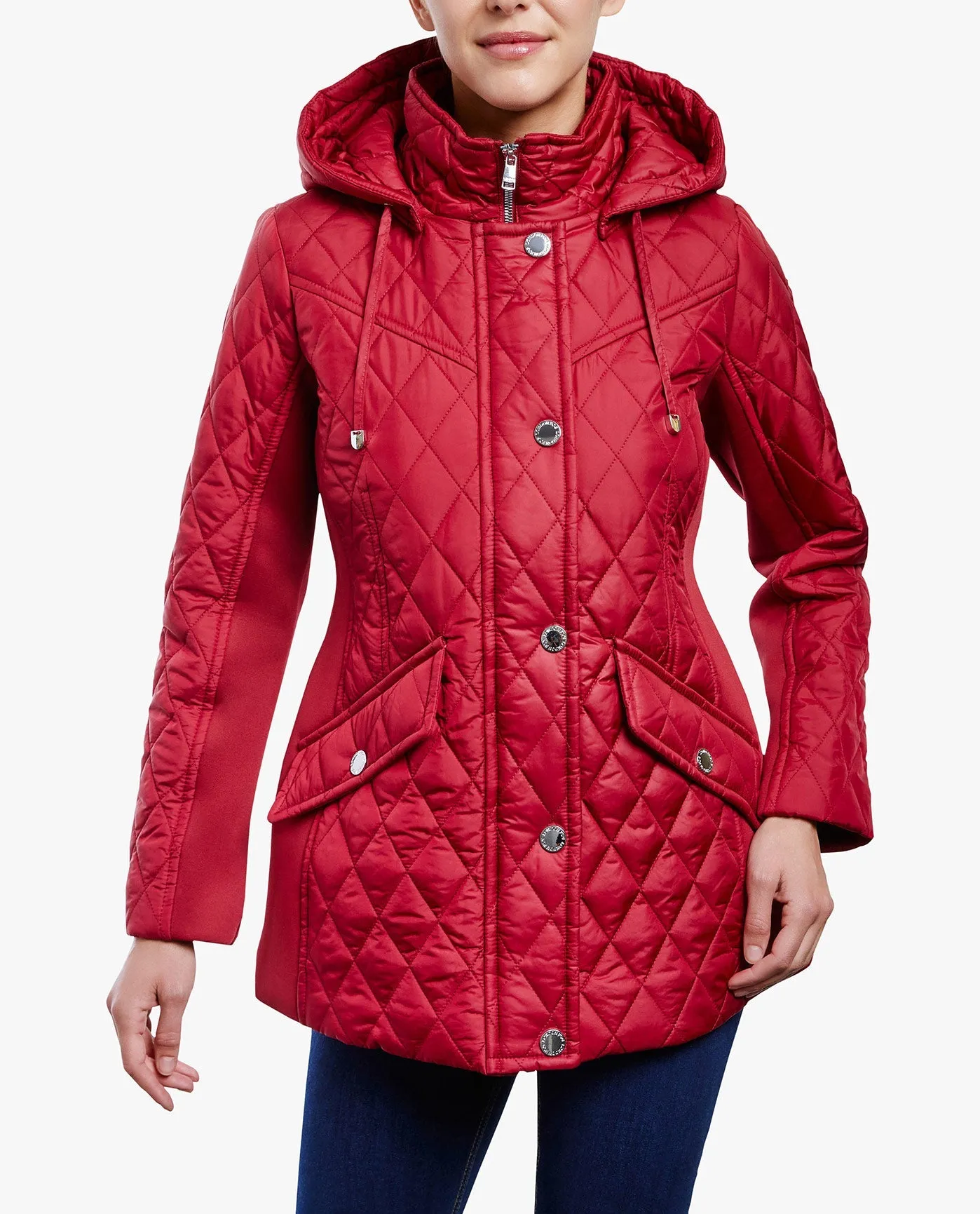 ZIP FRONT HOODED QUILTED JACKET sold by London Fog
