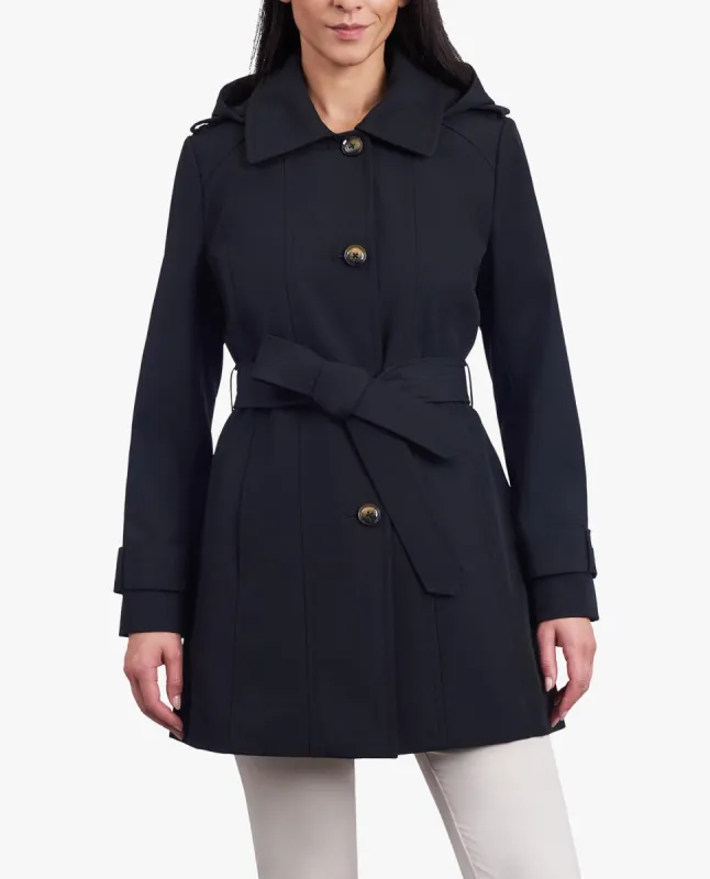 SINGLE BREASTED HOODED TRENCH COAT WITH WAIST BELT sold by London Fog