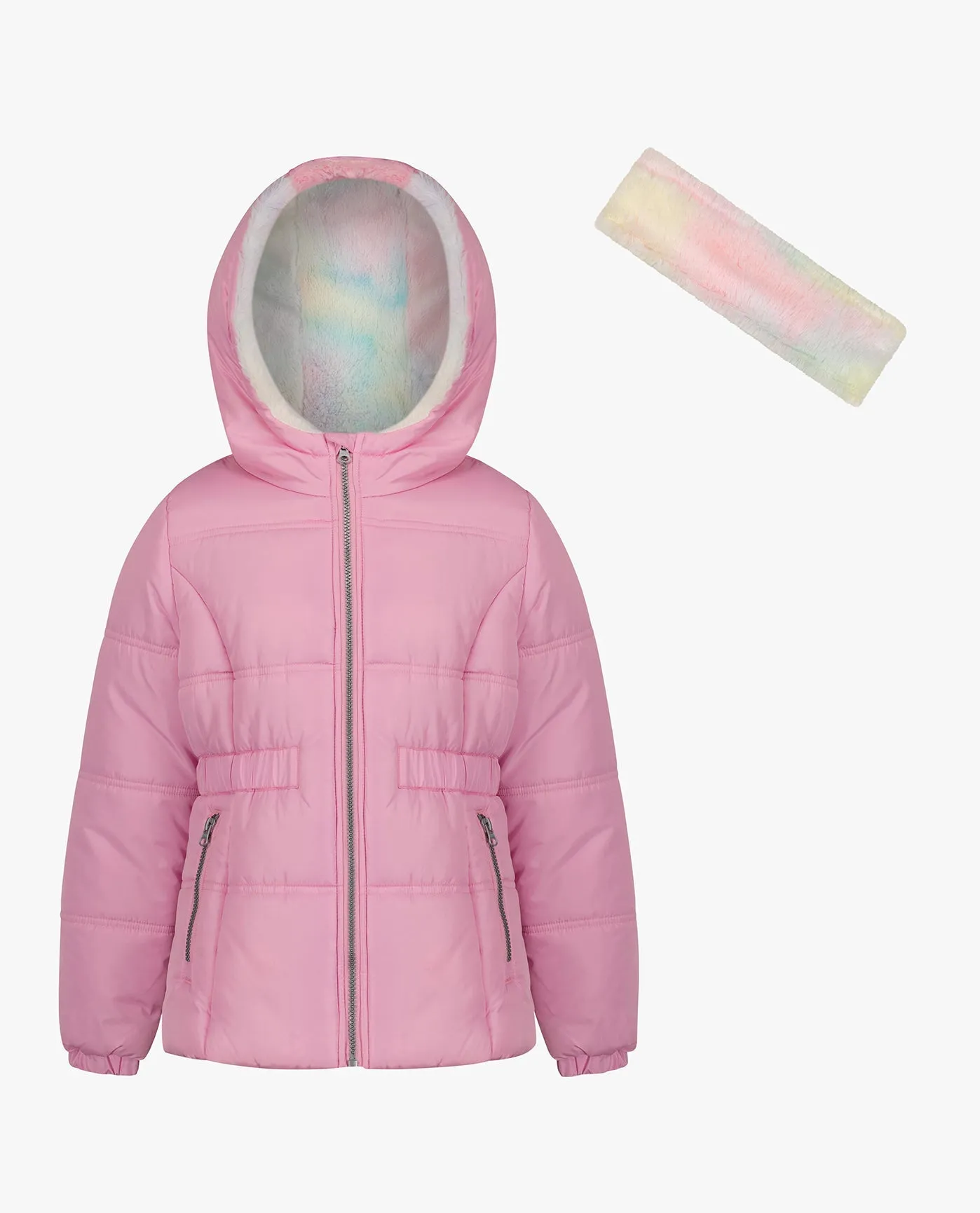 BIG GIRLS ZIP-FRONT HOODED MID CINCH PUFFER sold by London Fog