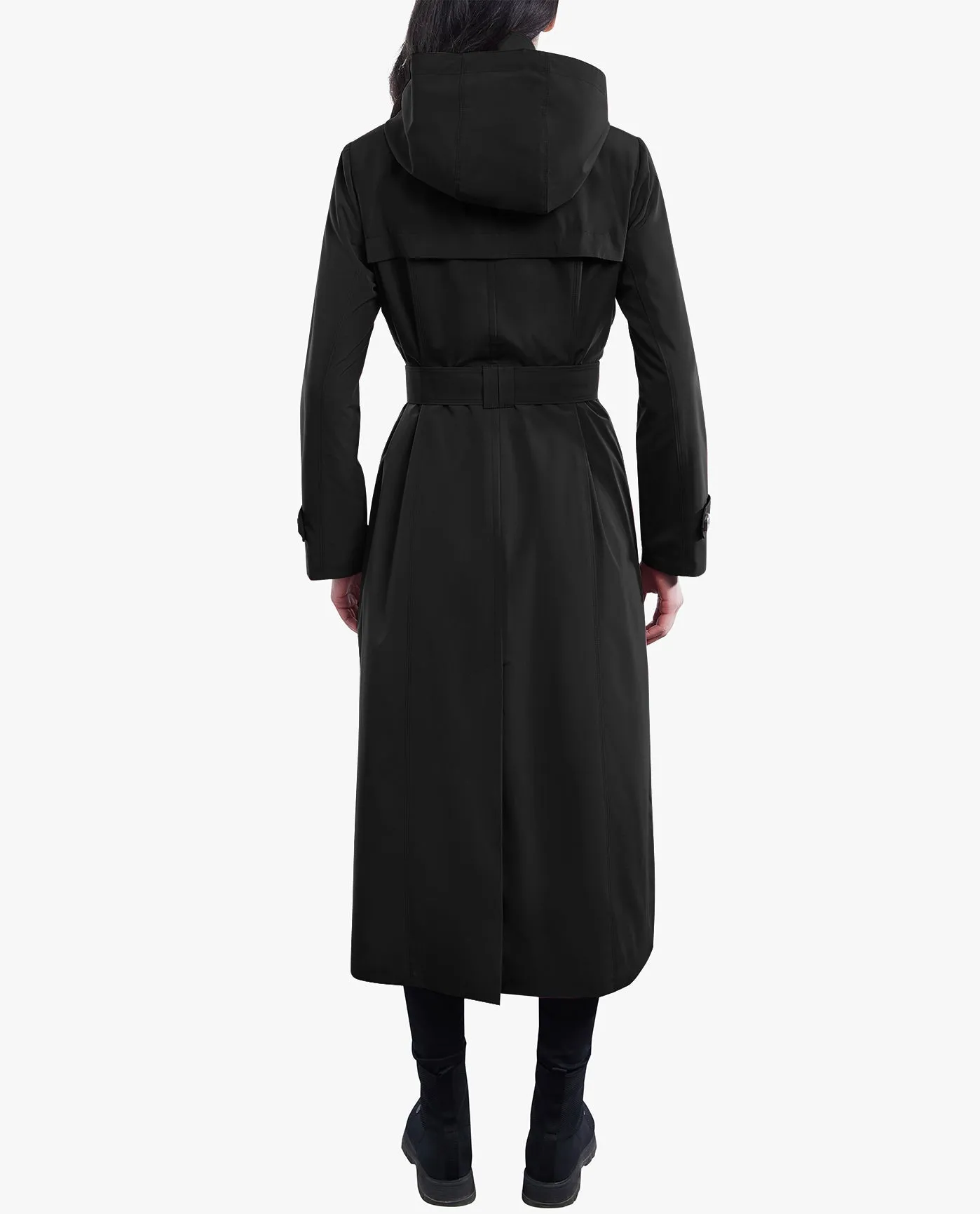 SINGLE BREASTED BUTTON FRONT HOODED MAXI TRENCH WITH BELT sold by London Fog product image thumbnail 4