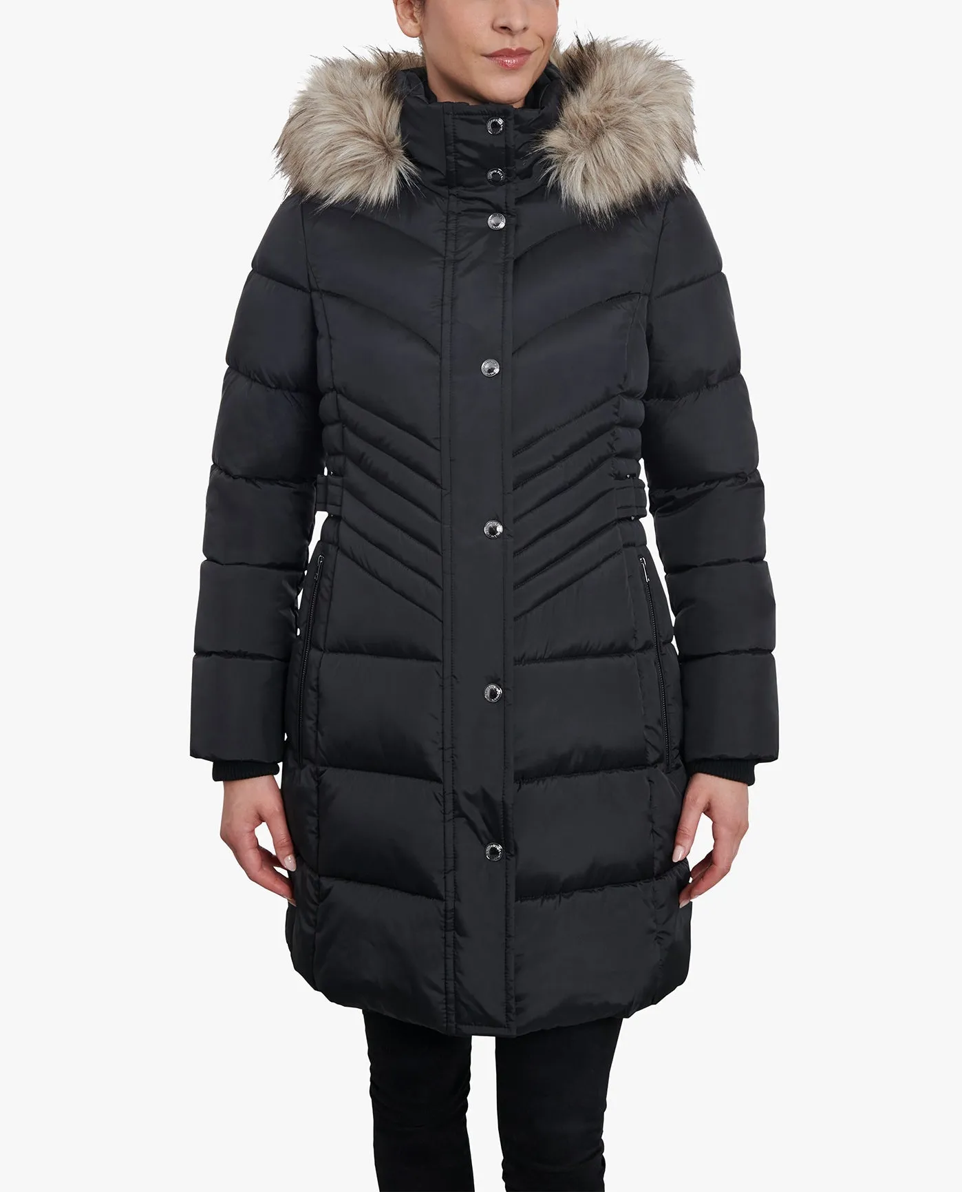 PLUS SIZE ZIP-FRONT LONG LENGTH PUFFER JACKET WITH ZIP-OFF FUR TRIM HOOD sold by London Fog product image thumbnail 4