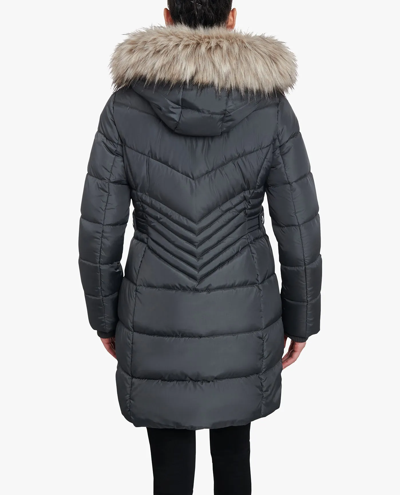 PLUS SIZE ZIP-FRONT LONG LENGTH PUFFER JACKET WITH ZIP-OFF FUR TRIM HOOD sold by London Fog product image thumbnail 2