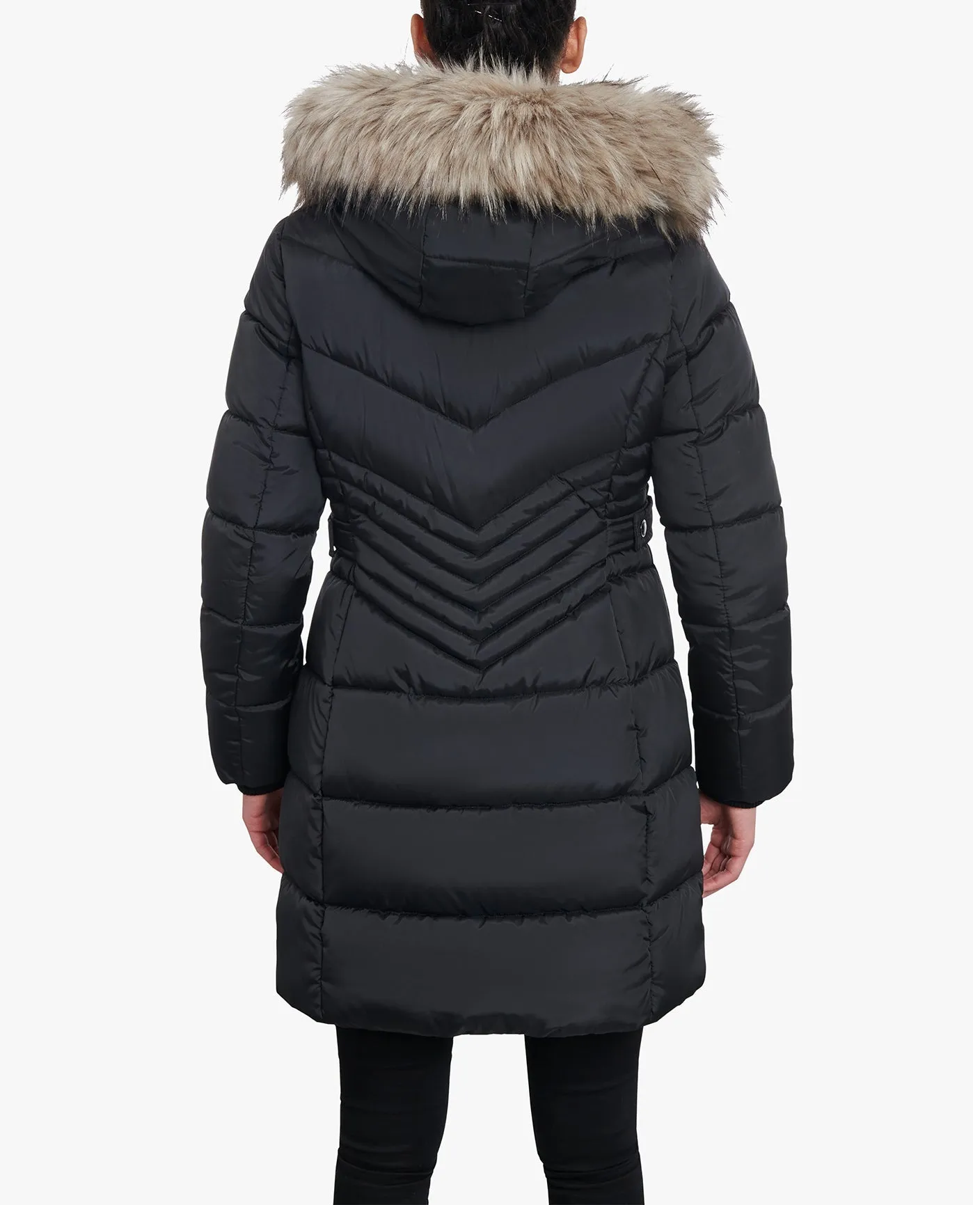 PLUS SIZE ZIP-FRONT LONG LENGTH PUFFER JACKET WITH ZIP-OFF FUR TRIM HOOD sold by London Fog product image thumbnail 5