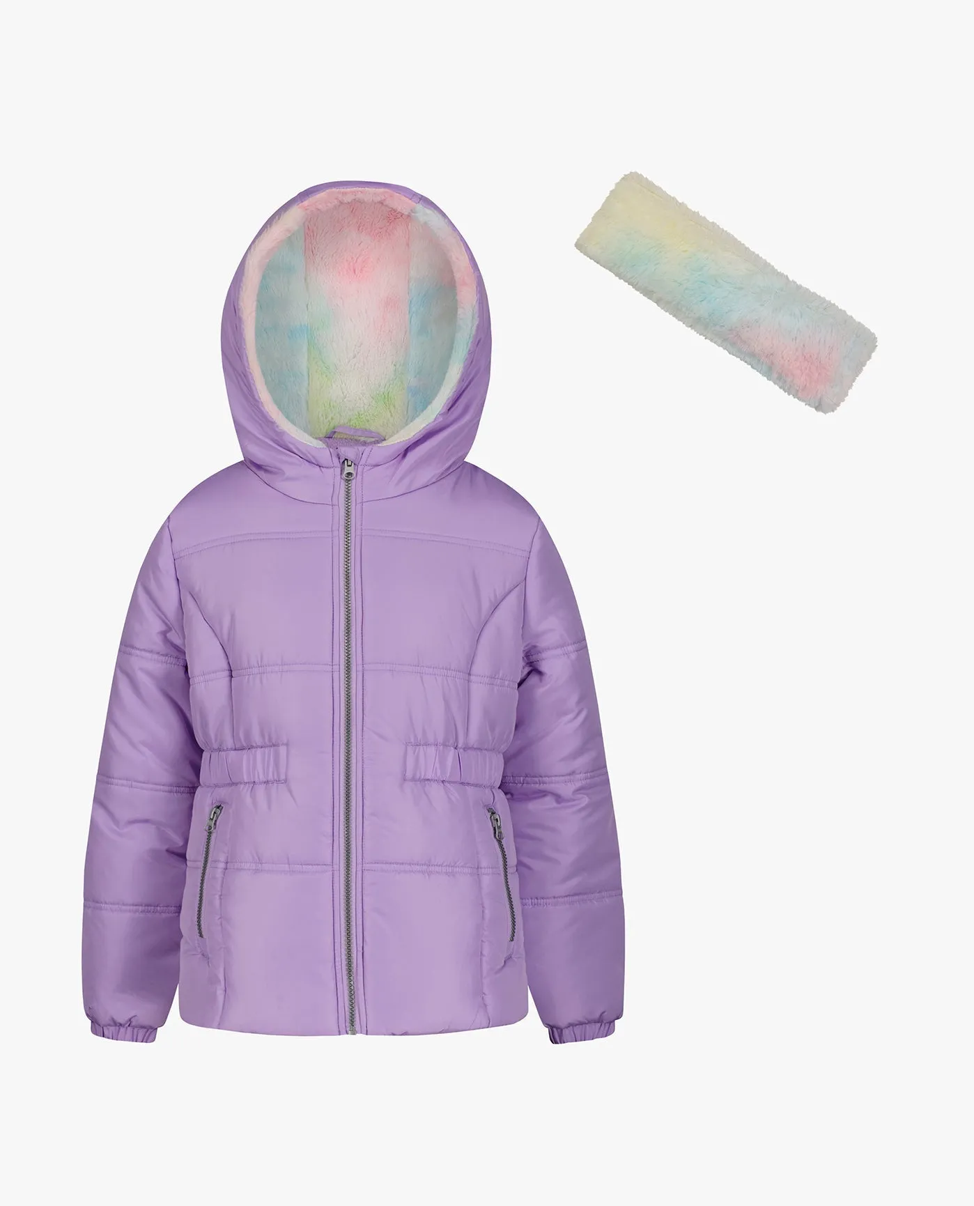 GIRLS ZIP-FRONT HOODED MID CINCH PUFFER sold by London Fog product image thumbnail 4