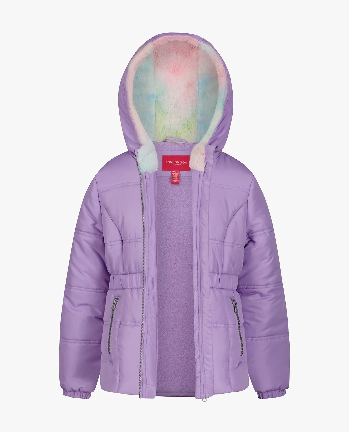 GIRLS ZIP-FRONT HOODED MID CINCH PUFFER sold by London Fog product image thumbnail 5