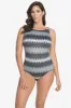 Scoopback Highneck Long Torso One Piece Swimsuit Swizzle sold by Longitude