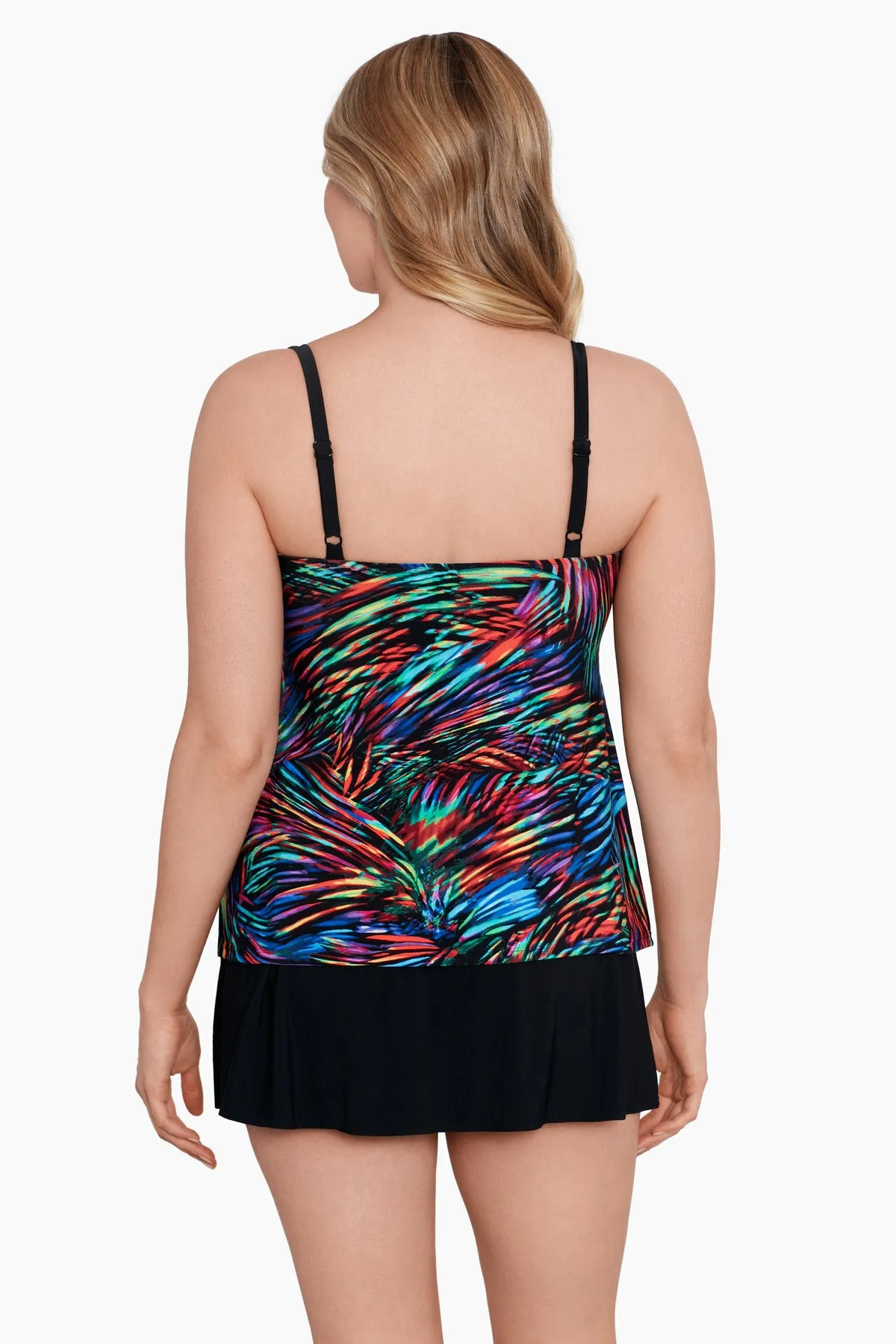 Ruffle Long Torso Faux Skirtini W/ Pockets Rainbow Glow sold by Longitude product image thumbnail 3