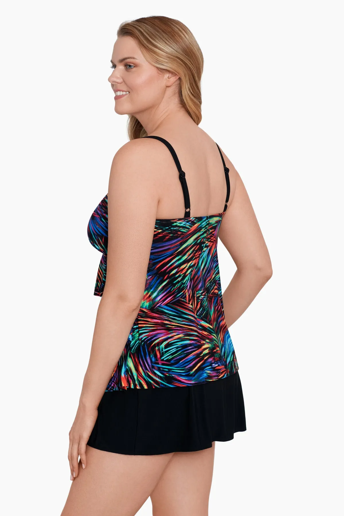 Ruffle Long Torso Faux Skirtini W/ Pockets Rainbow Glow sold by Longitude product image thumbnail 2
