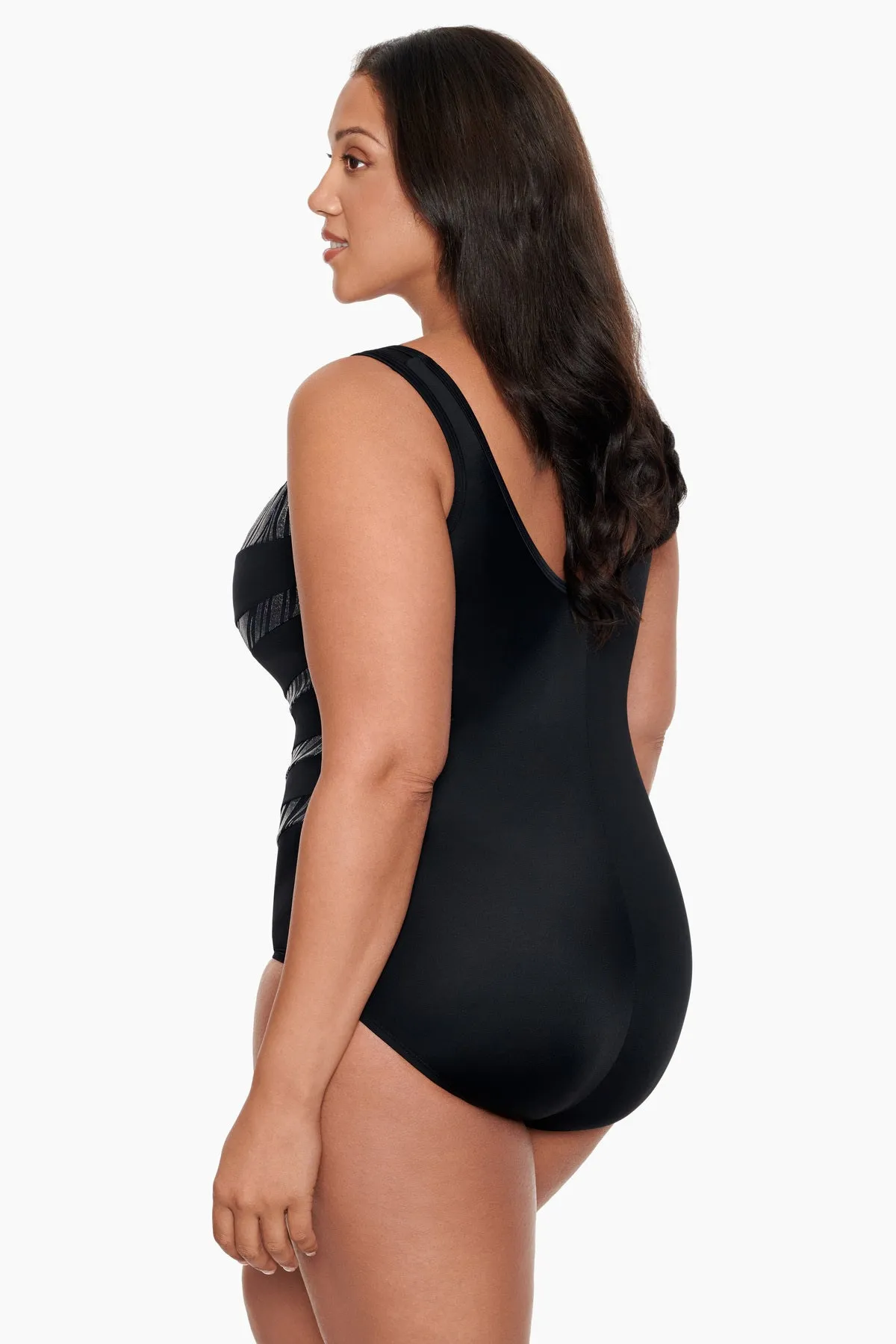Plus Size Long Torso Mesh Highneck One Piece - Party Animal sold by Longitude product image thumbnail 2