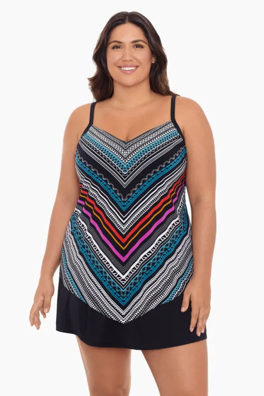 Plus Size Hank Tankini Top - Concentric Corners sold by Longitude