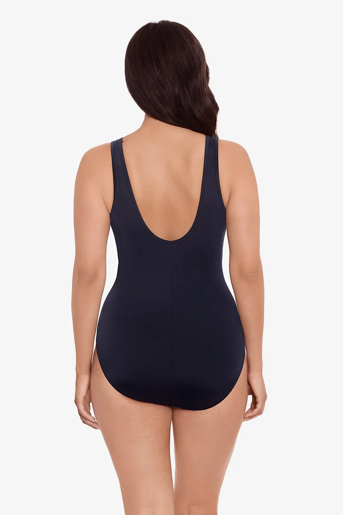 Mesh Scoopback Highneck Long Torso One Piece Swimsuit Colorblock sold by Longitude product image thumbnail 3