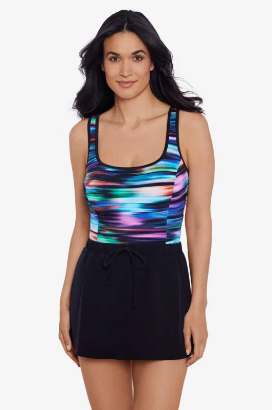 Scoop Neck Run Around One Piece Swimsuit Rainbow Shadow sold by Longitude