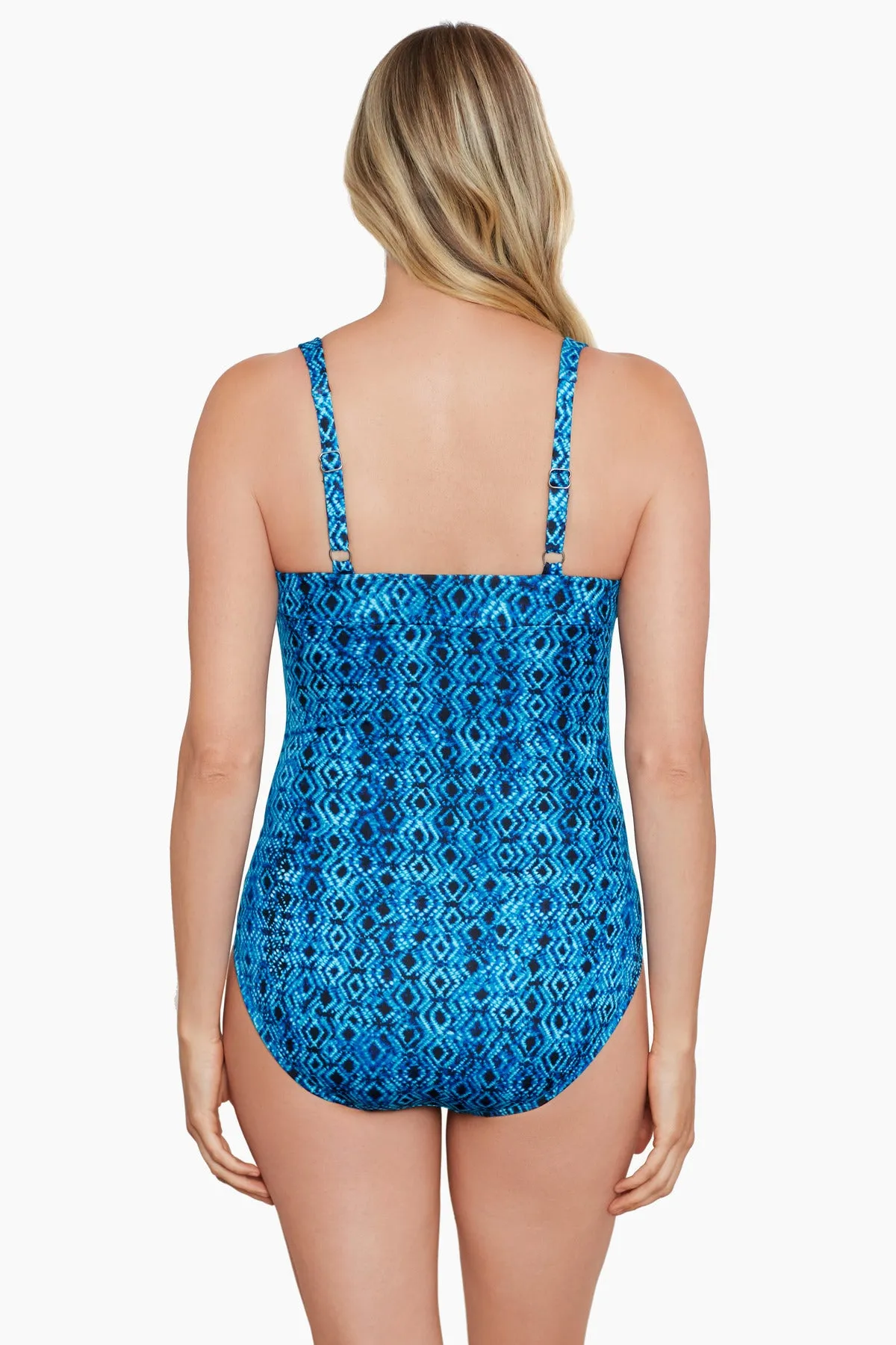 Shirred Front Panel Mio One Piece - Blue Diamonds sold by Longitude product image thumbnail 3