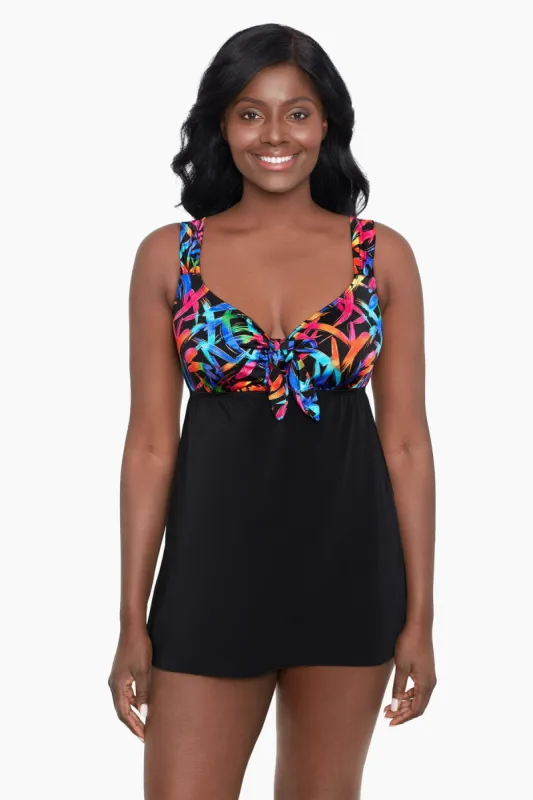 Long Torso Tie Front Swim Dress - Sparkler sold by Longitude