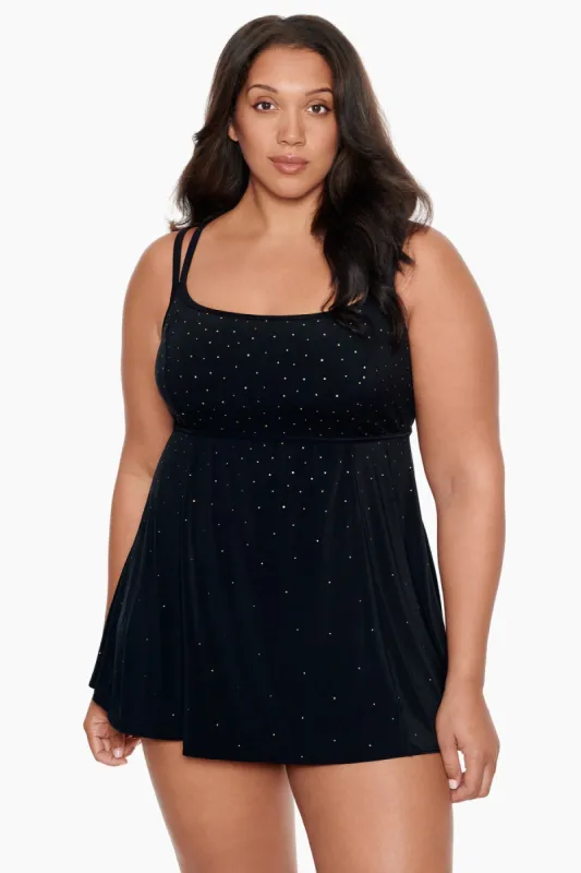 Night Stars Plus Size Long Torso Princess Seam Swim Dress sold by Longitude
