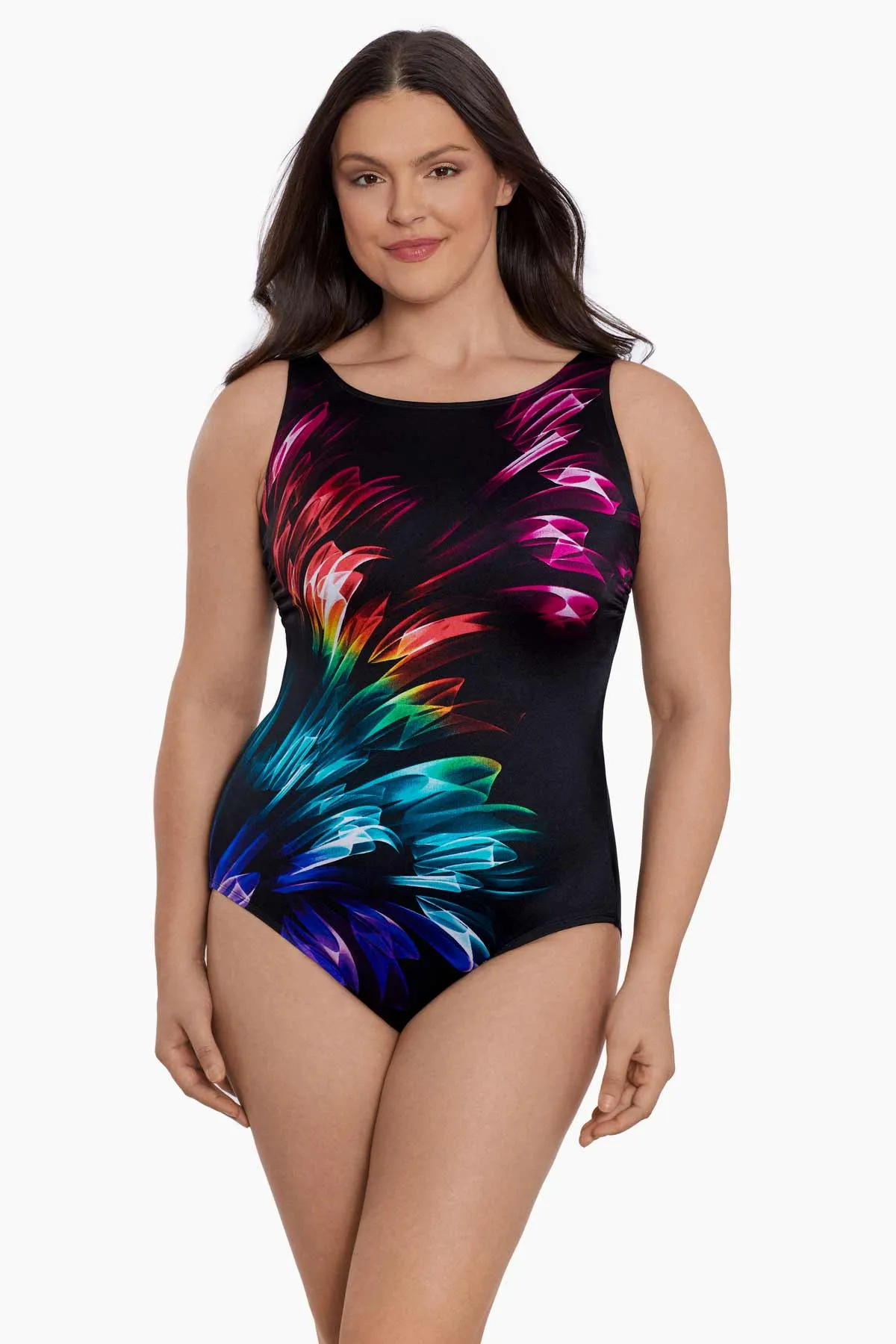 Long Torso Panel Scoopback Highneck One Piece - Hard Candy sold by Longitude