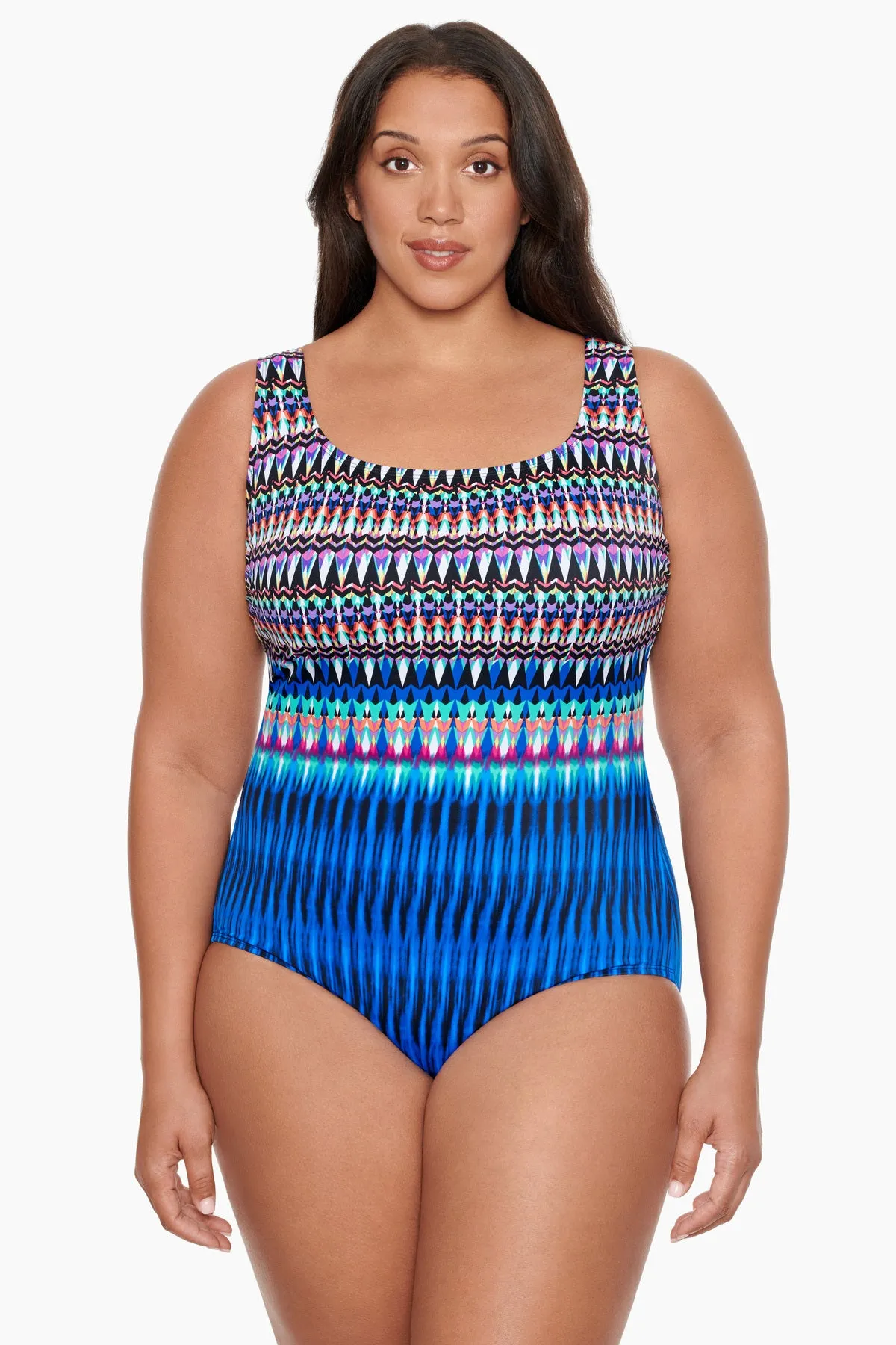 Plus Size Long Torso Triple X Back One Piece - Sparkle Park sold by Longitude