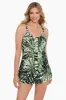 Pleated Front Swim Dress - Wild Leaf sold by Longitude