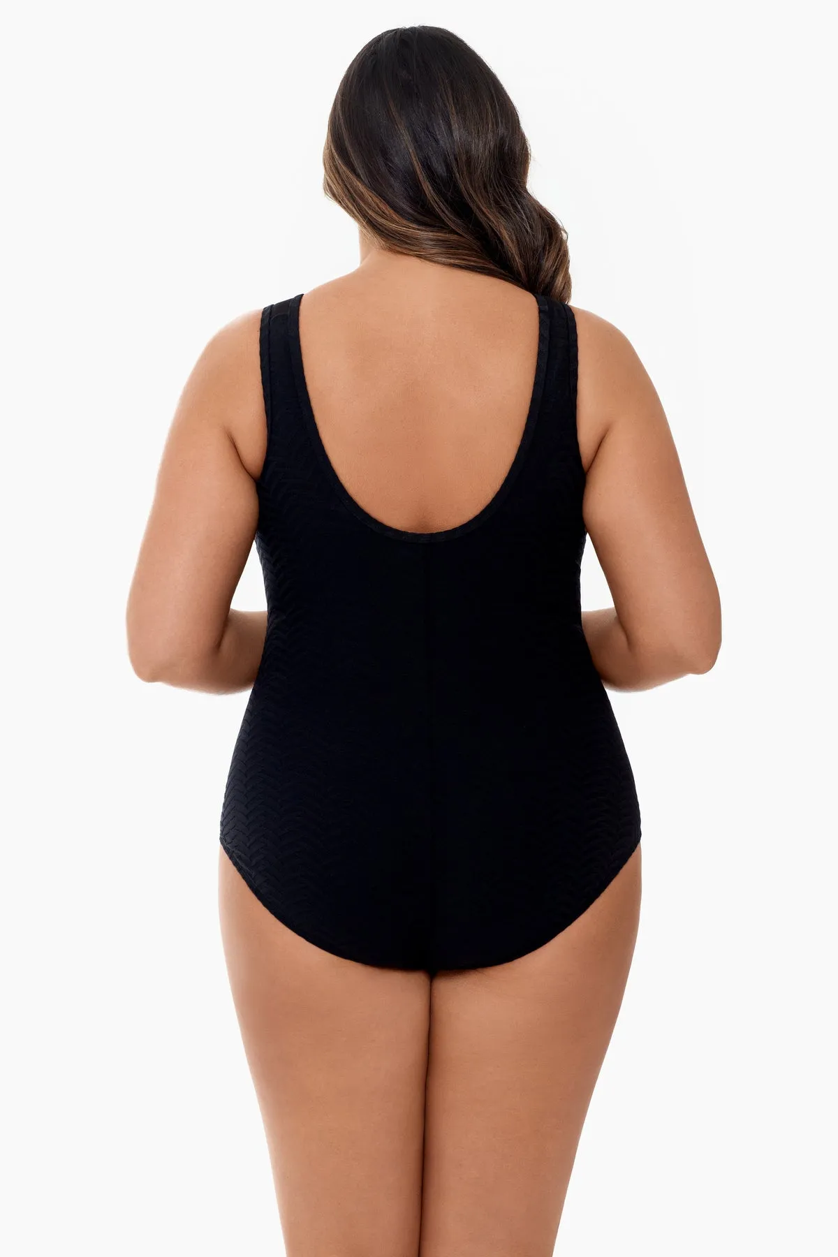 Plus Size Sweetheart Mesh Highneck One Piece Swimsuit Half Moon Texture sold by Longitude product image thumbnail 2