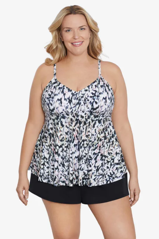 Plus Size V-Neck Tankini Leopard Love sold by Longitude