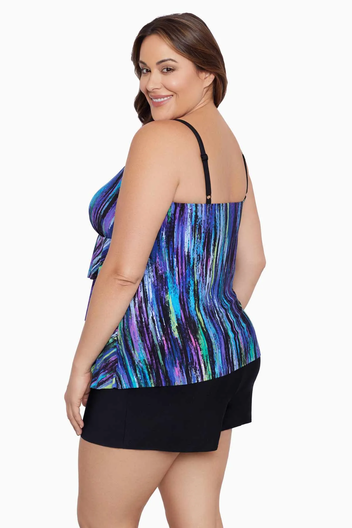 Brilliant Streaks Plus Size Long Torso Ruffle Faux Shortini sold by Longitude product image thumbnail 3