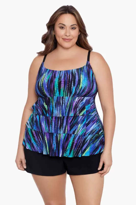 Brilliant Streaks Plus Size Long Torso Ruffle Faux Shortini sold by Longitude