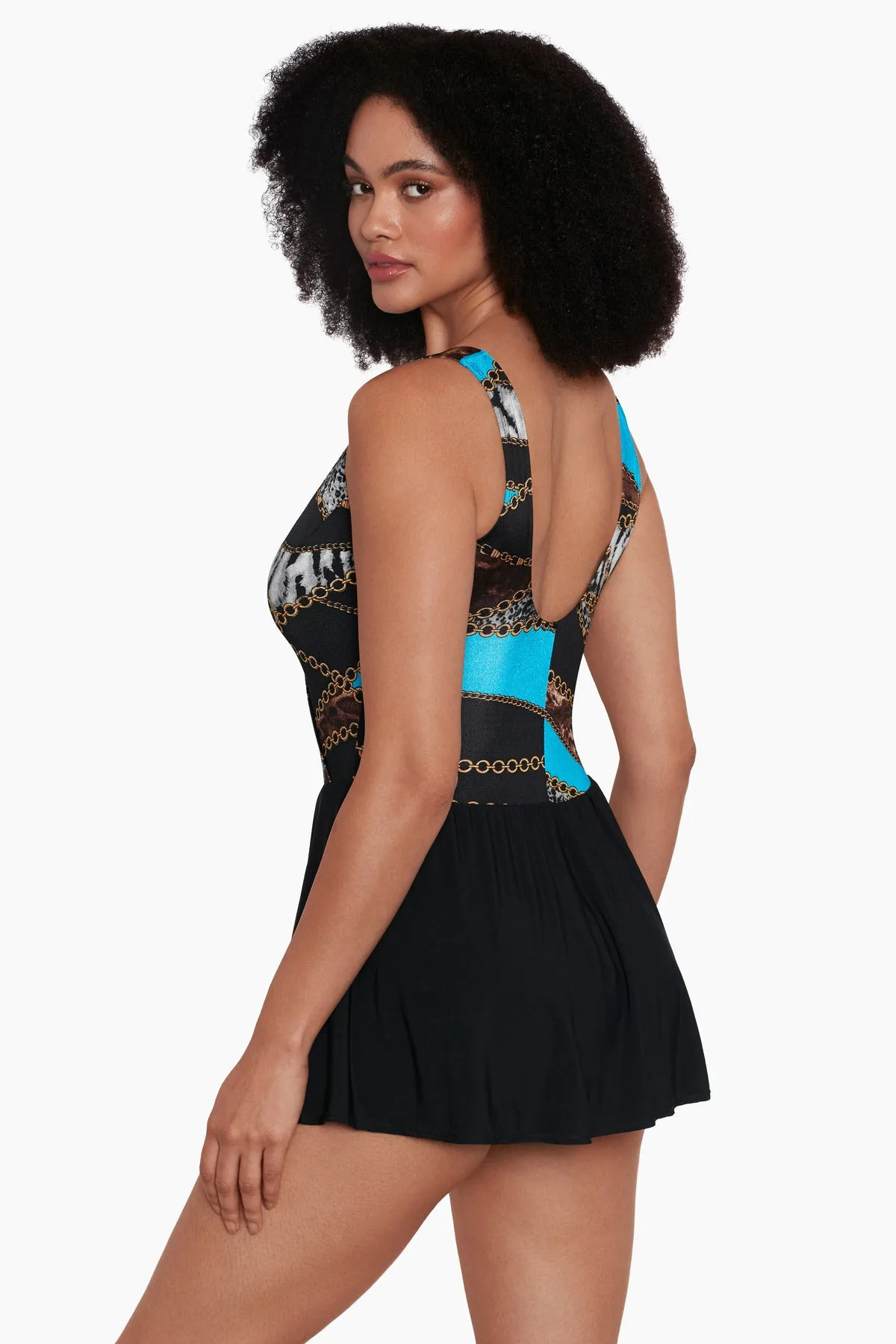 Long Torso Mock Surplice Swim Dress - Bengal sold by Longitude product image thumbnail 2