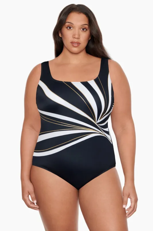 Plus Size Panel Scoop Neck Tank W/Hardware Dangerous Curves sold by Longitude