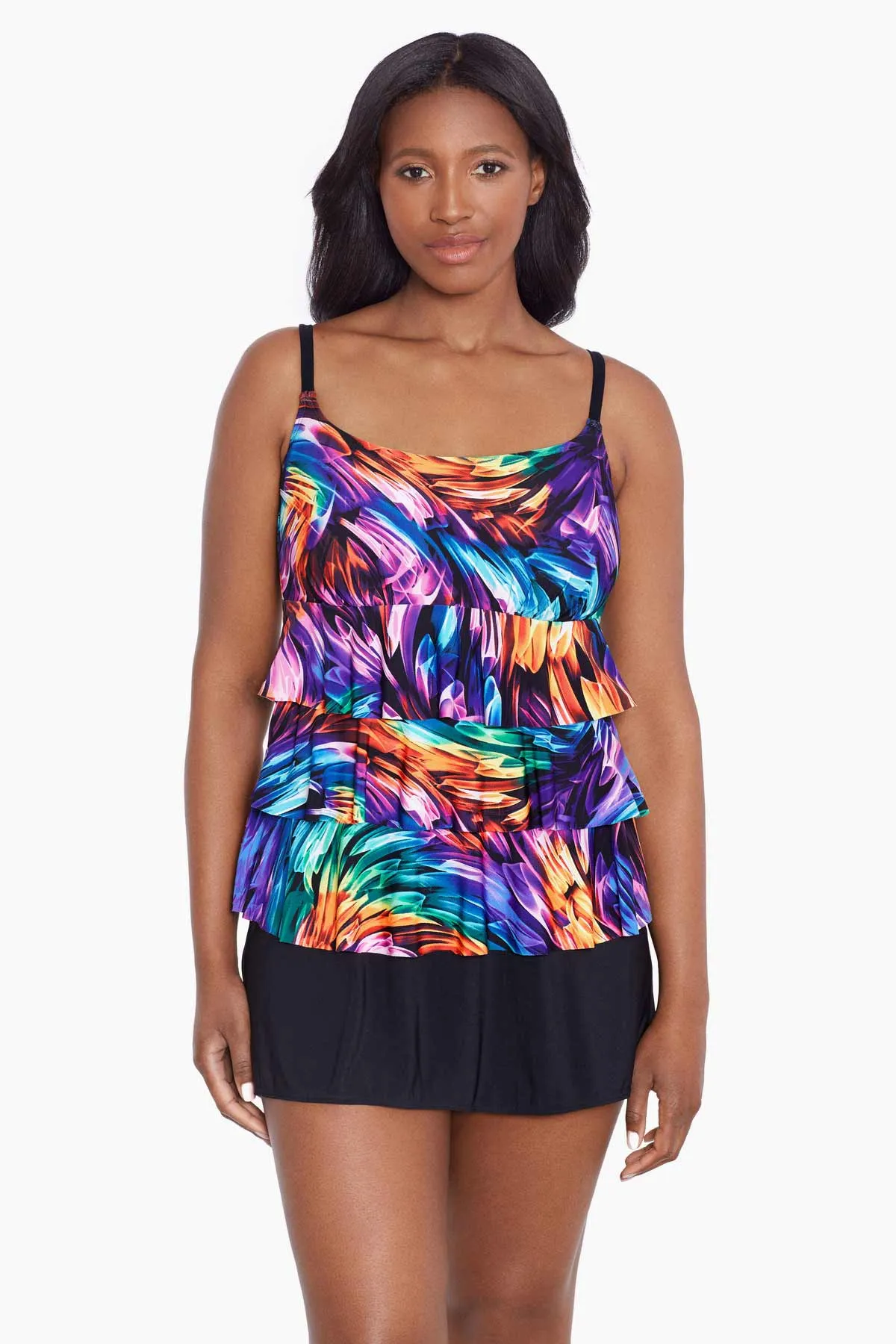 Long Torso Ruffle Faux Skirtini - Ribbon Candy sold by Longitude