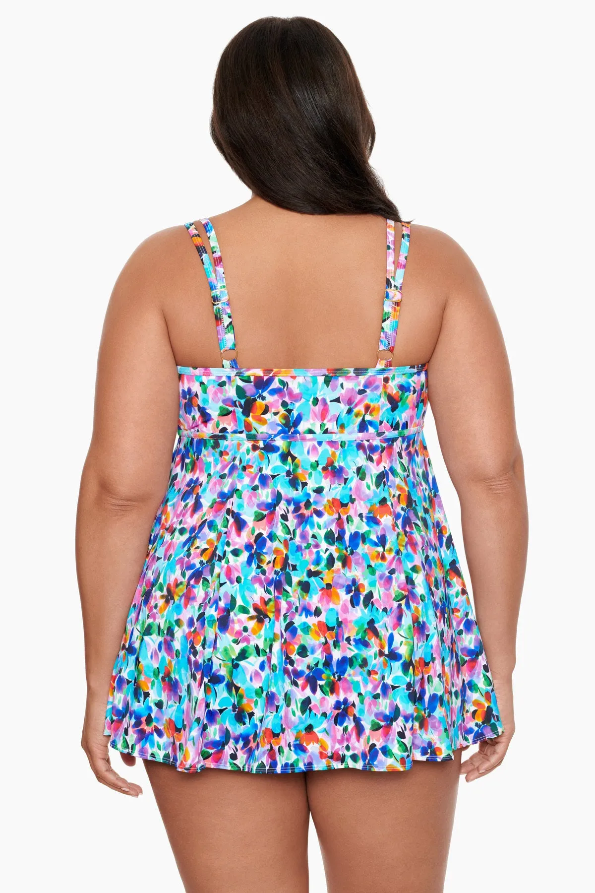 Blooming Bouquet Plus Size Long Torso Empire Princess Seam Swim Dress W/ Pockets sold by Longitude product image thumbnail 4