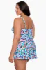 Blooming Bouquet Plus Size Long Torso Empire Princess Seam Swim Dress W/ Pockets sold by Longitude