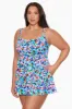 Blooming Bouquet Plus Size Long Torso Empire Princess Seam Swim Dress W/ Pockets sold by Longitude