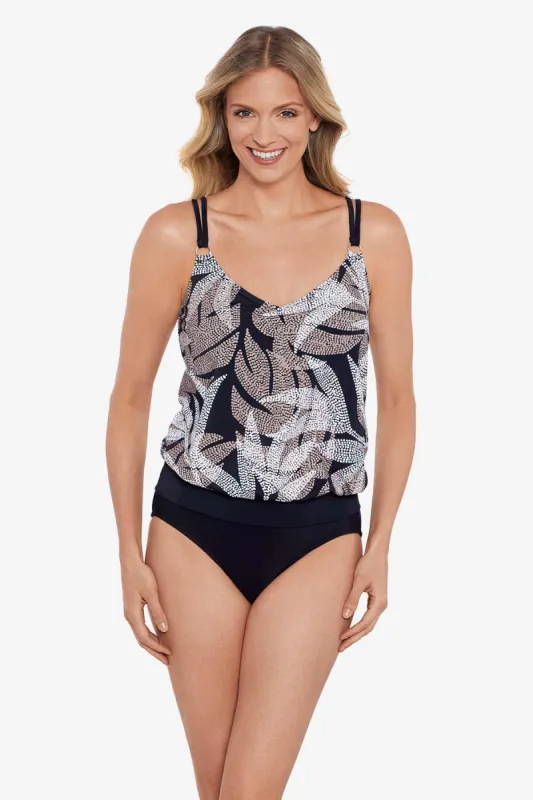 V-Neck Blouson Ring Tankini Top Dot Leaf Me sold by Longitude
