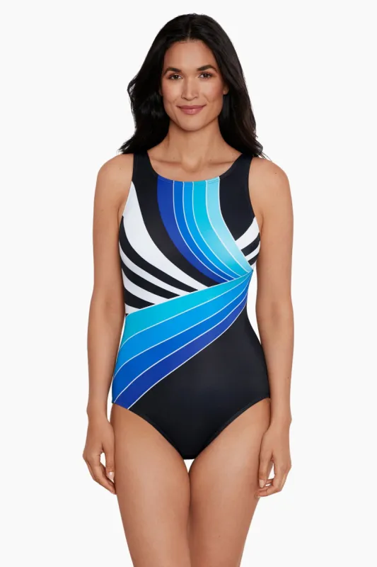 High Neck Tank One Piece - Retro Lines sold by Longitude