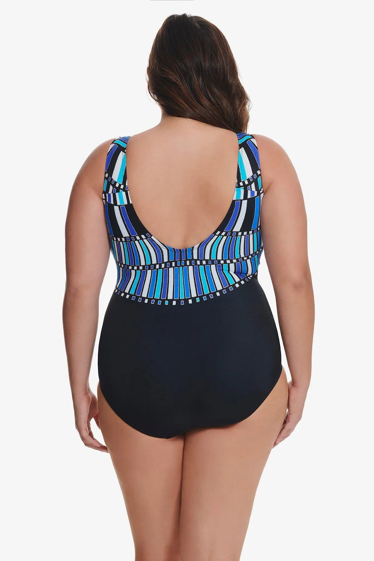 Plus Size Scoopback Highneck Long Torso One Piece Swimsuit Glitz And Glamour sold by Longitude product image thumbnail 3