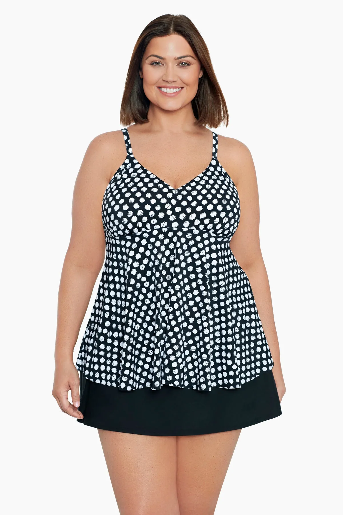 Plus Size V-Neck Tankini Top Spots sold by Longitude