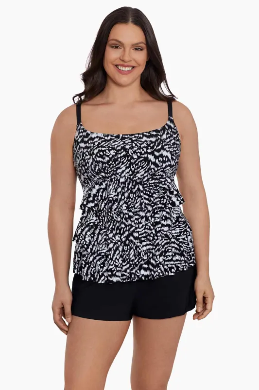 Long Torso Ruffle Faux Shortini - Super Sleek sold by Longitude