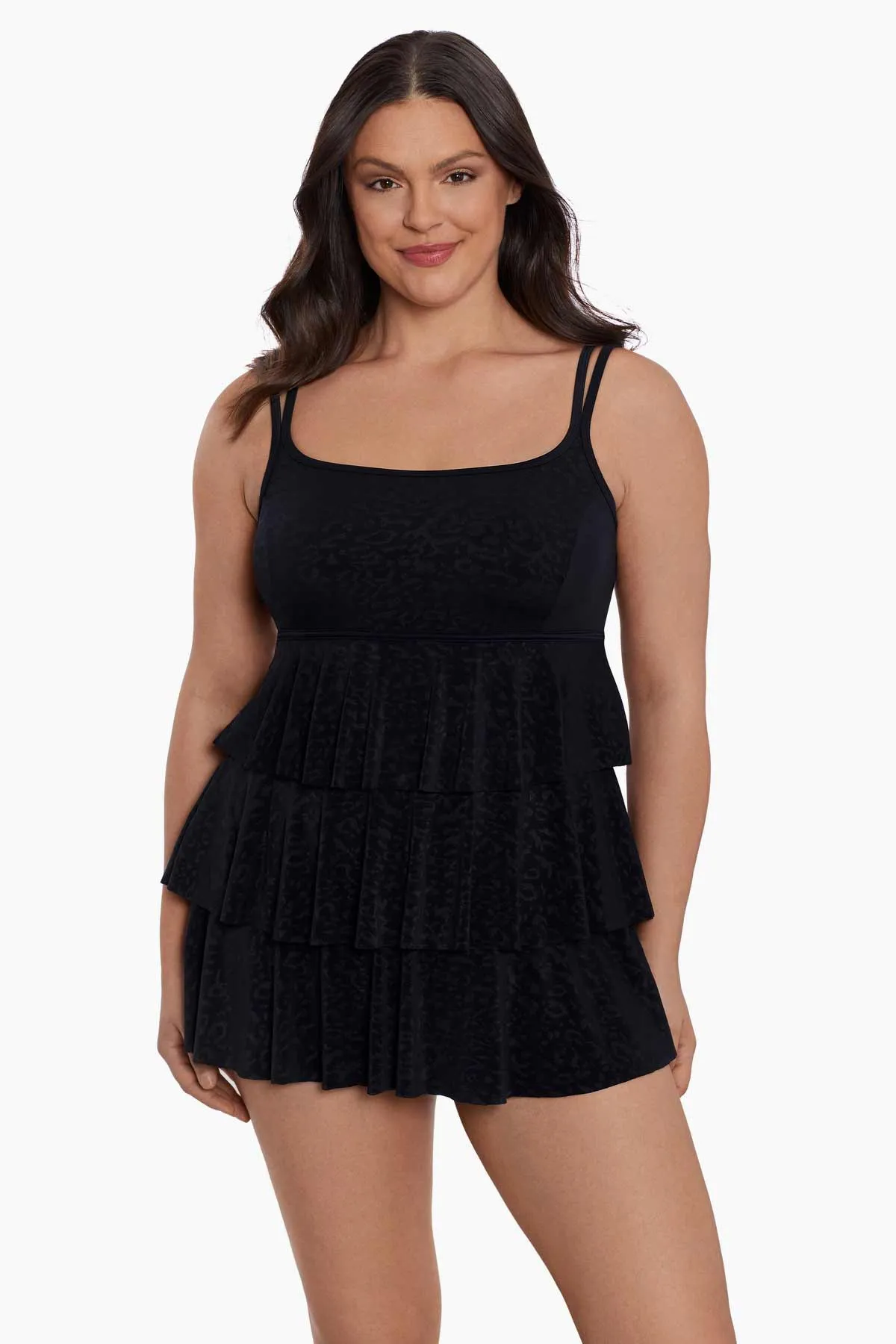 Long Torso Triple Tier Swim Dress - Boss Lady sold by Longitude