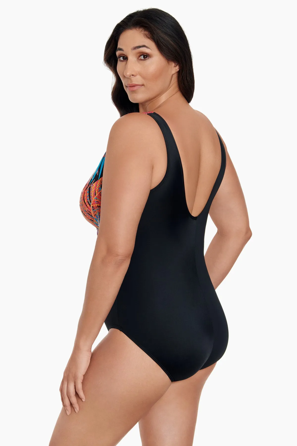 Long Torso Side Tie Draped Surplice One Piece - Jungle Boogie sold by Longitude product image thumbnail 2